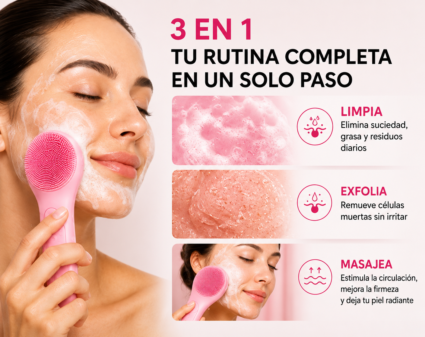 Cepillo exfoliante de limpieza facial
